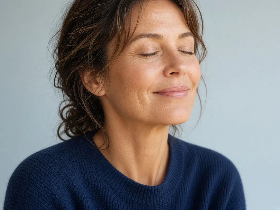 Serene woman with glowing, healthy skin for Skin